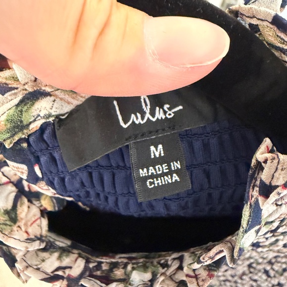 Lulus Floral Forever Navy Blue Floral Print Smocked Skater Dress - Size M - Picture 4 of 7